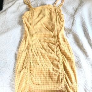 Yellow and pink gingham dress